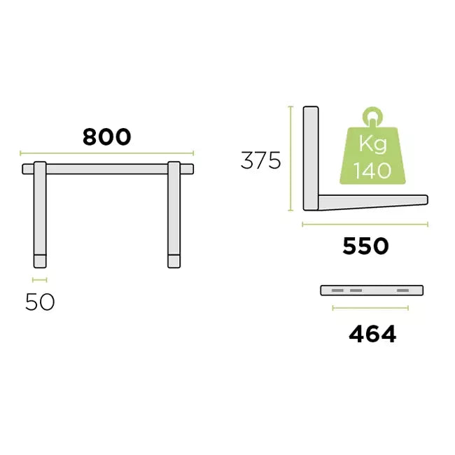 Rodigas buitenunit Wandconsole 800x375x550mm
