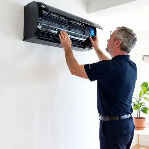 Monteur onderhoudt een airco