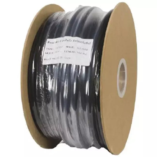 Soepele zwarte rubberkabel 3 x 1,5 voor buiten, rol 50 meter