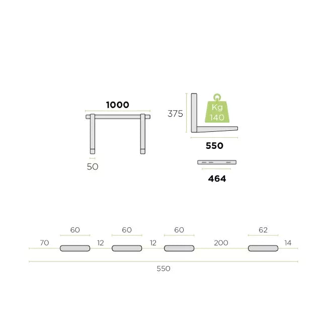Rodigas buitenunit Wandconsole 1000x375x550mm