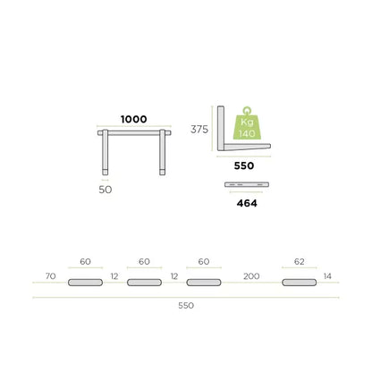 Rodigas buitenunit Wandconsole 1000x375x550mm